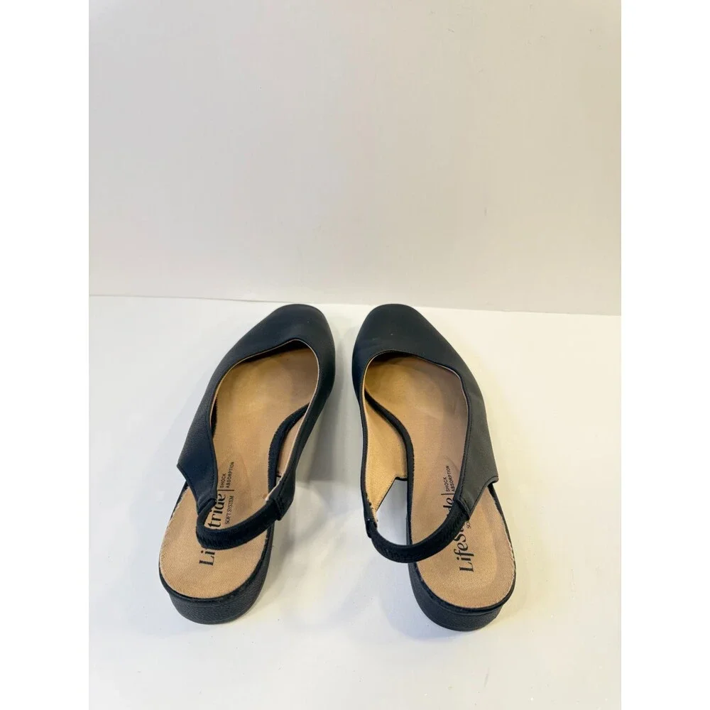 LifeStride Womens Claire Slingback Ballet Flats Black 8.5 M